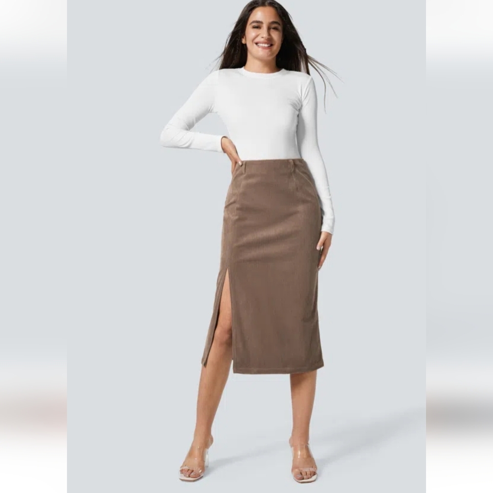 NWT Halara High Waisted Split Hem Midi Casual Skirt